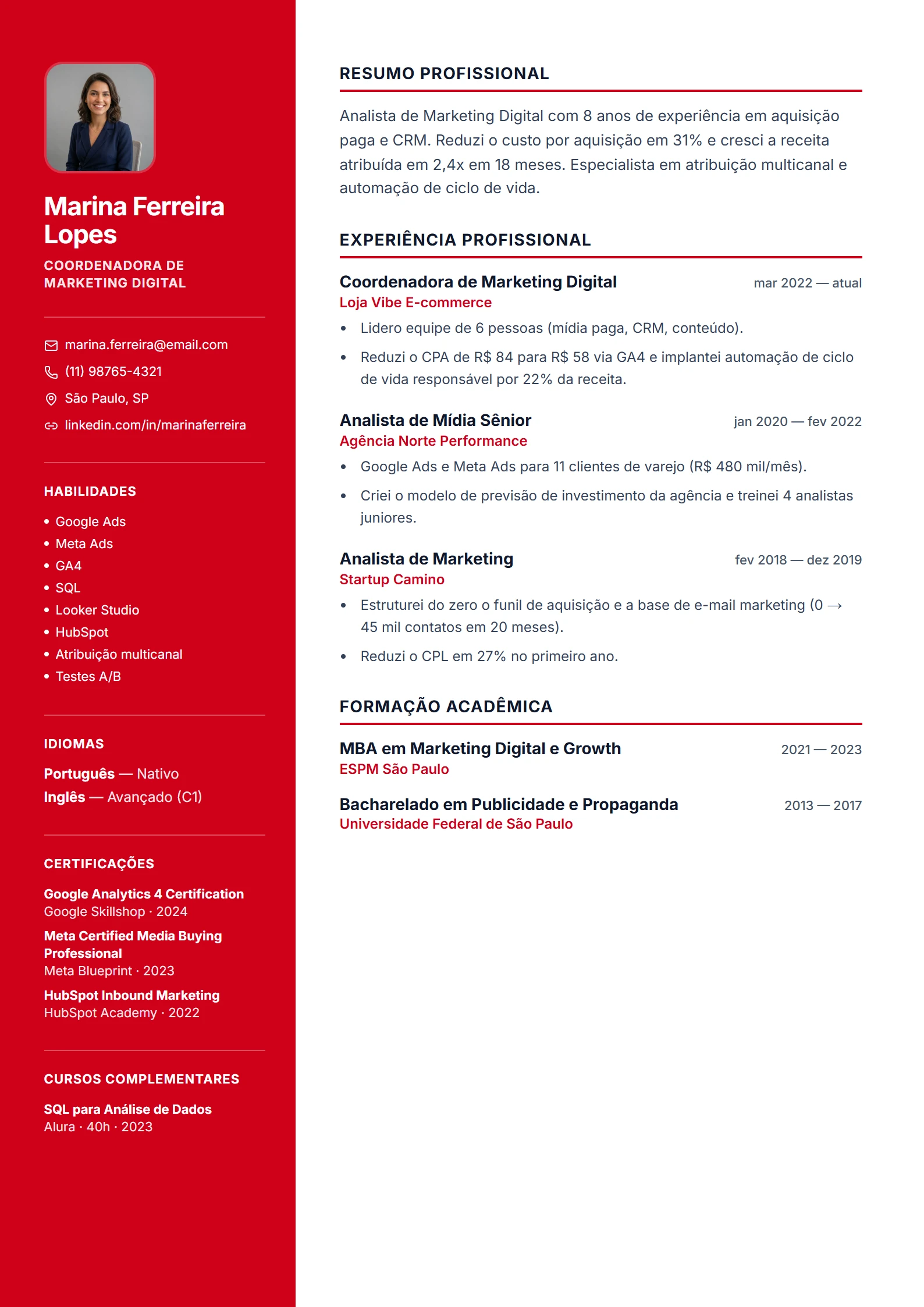 Modelo de currículo Criativo Split
