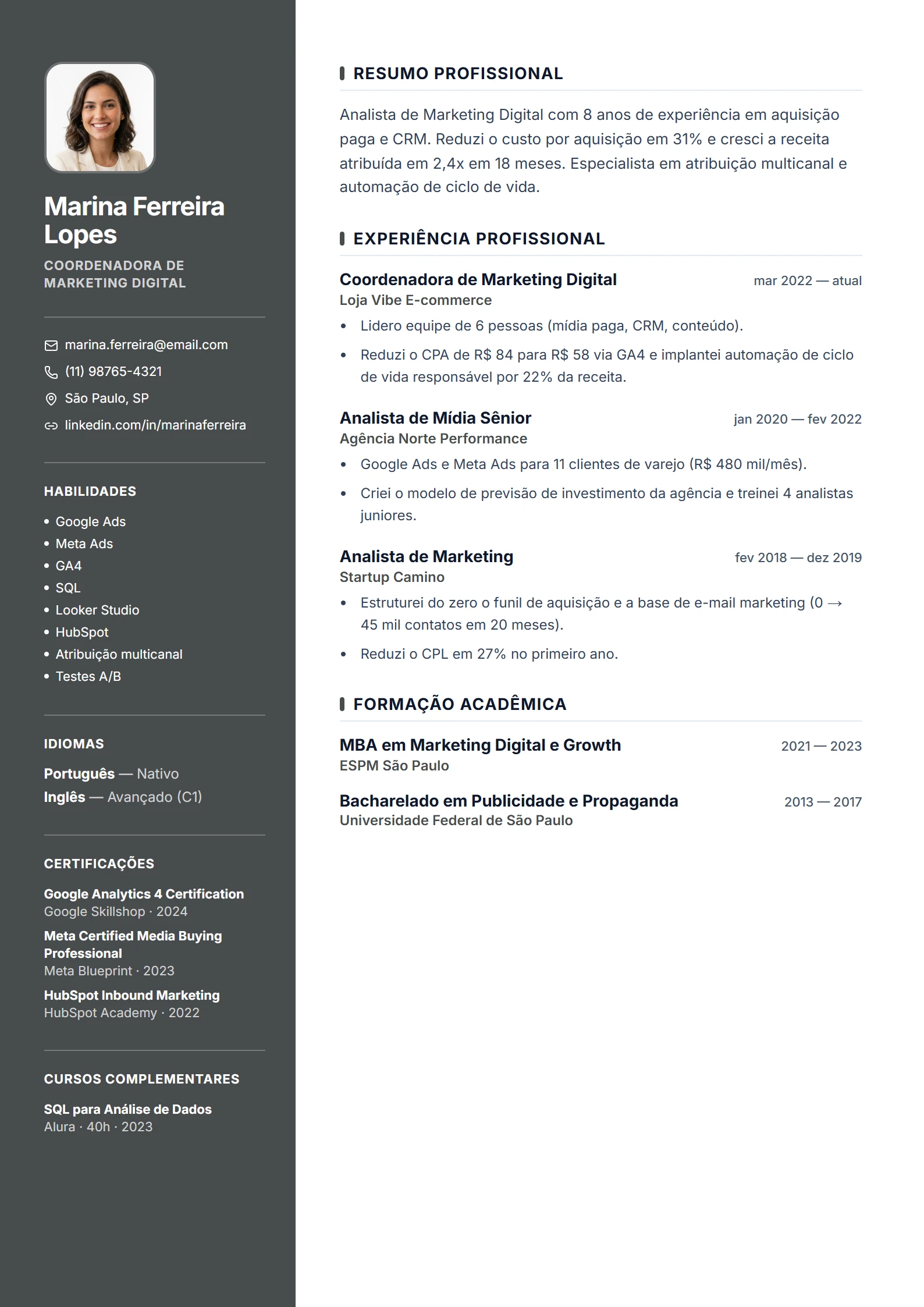 Modelo de currículo Infográfico