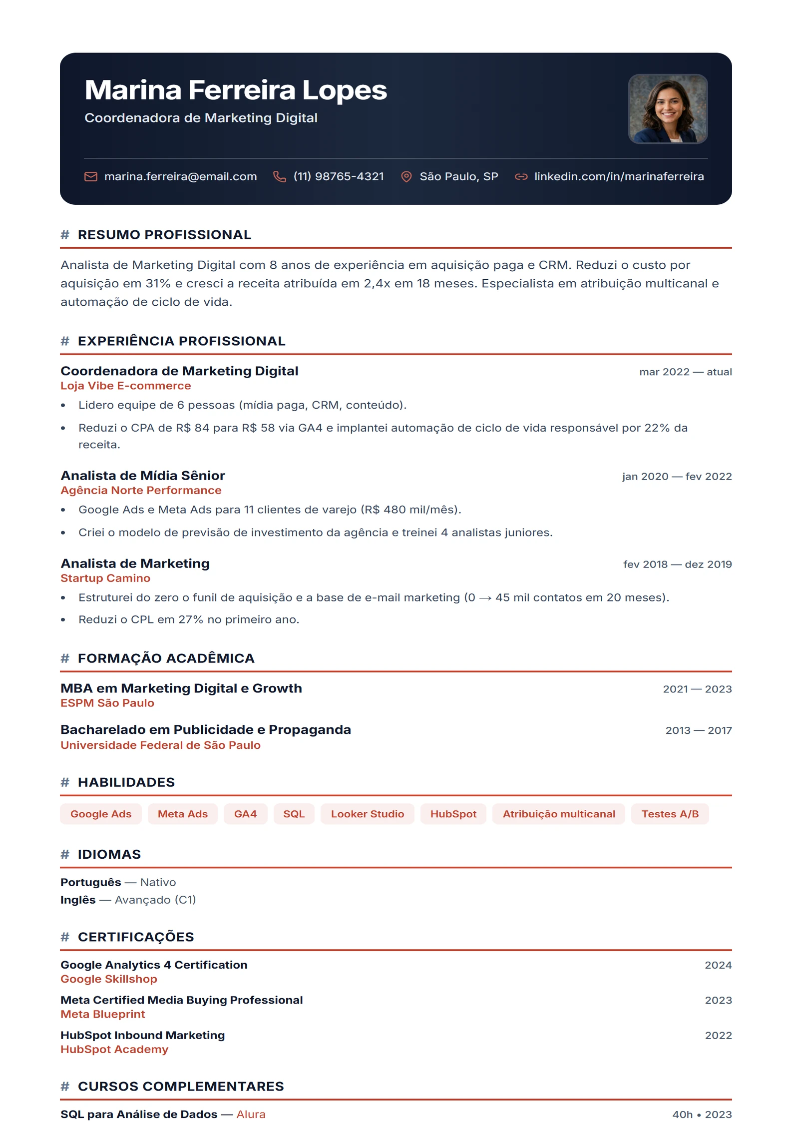 Modelo de currículo Startup Grid